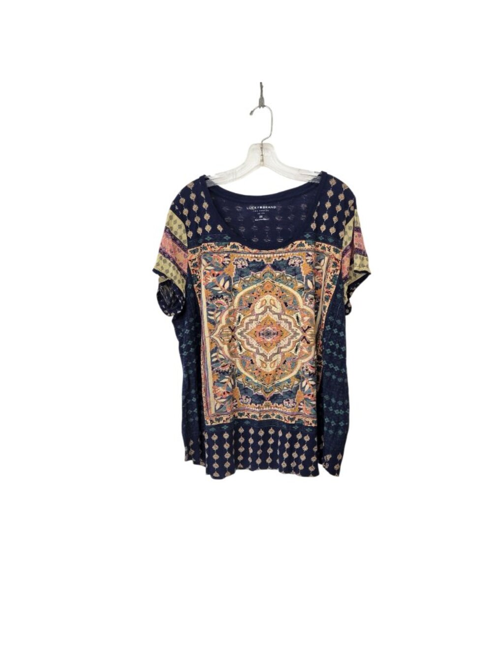 Lucky Brand Boho Paisley Medallion Print Short Sleeve Top 2X - Picture 5 of 5